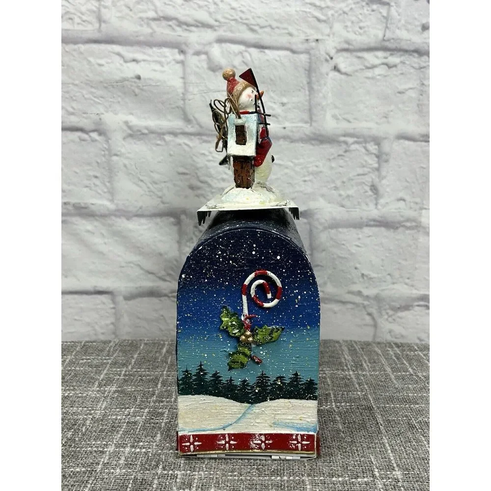 Grandeur Noel Mailbox Christmas 2002 Vintage Painted Snowman‎ Topper w Box